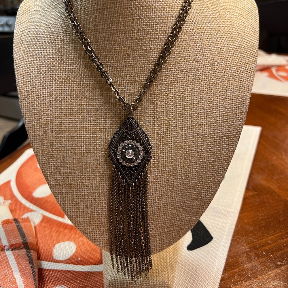 Antiqued gold necklace on 30" chain